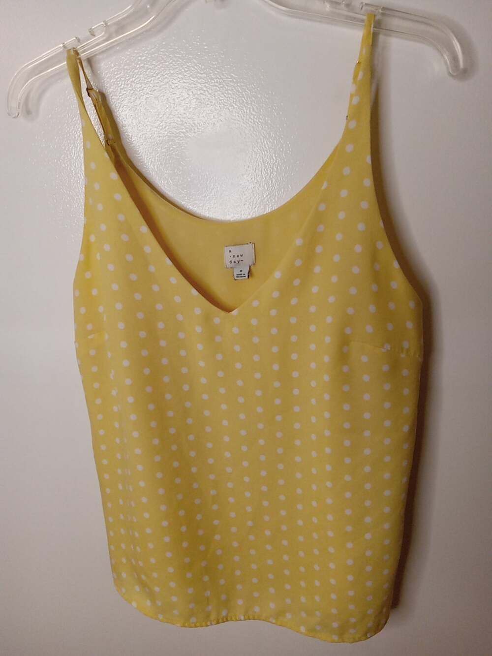 A New Day-Women's Size Small Yellow Polka Dot Essential Tank Top. Summer, Fun